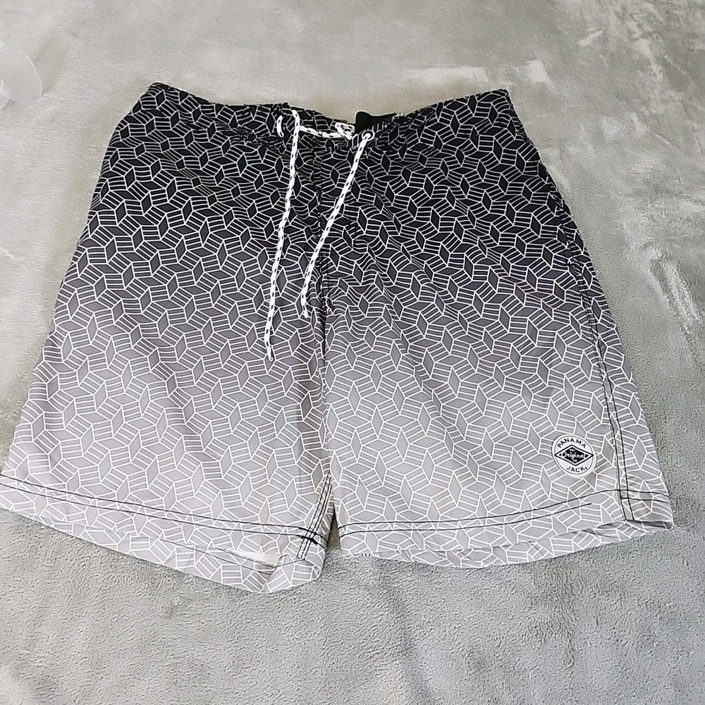 Panama Jack Board Shorts Mens  Multicolor Geometric Pattern Flat Front Beachwear